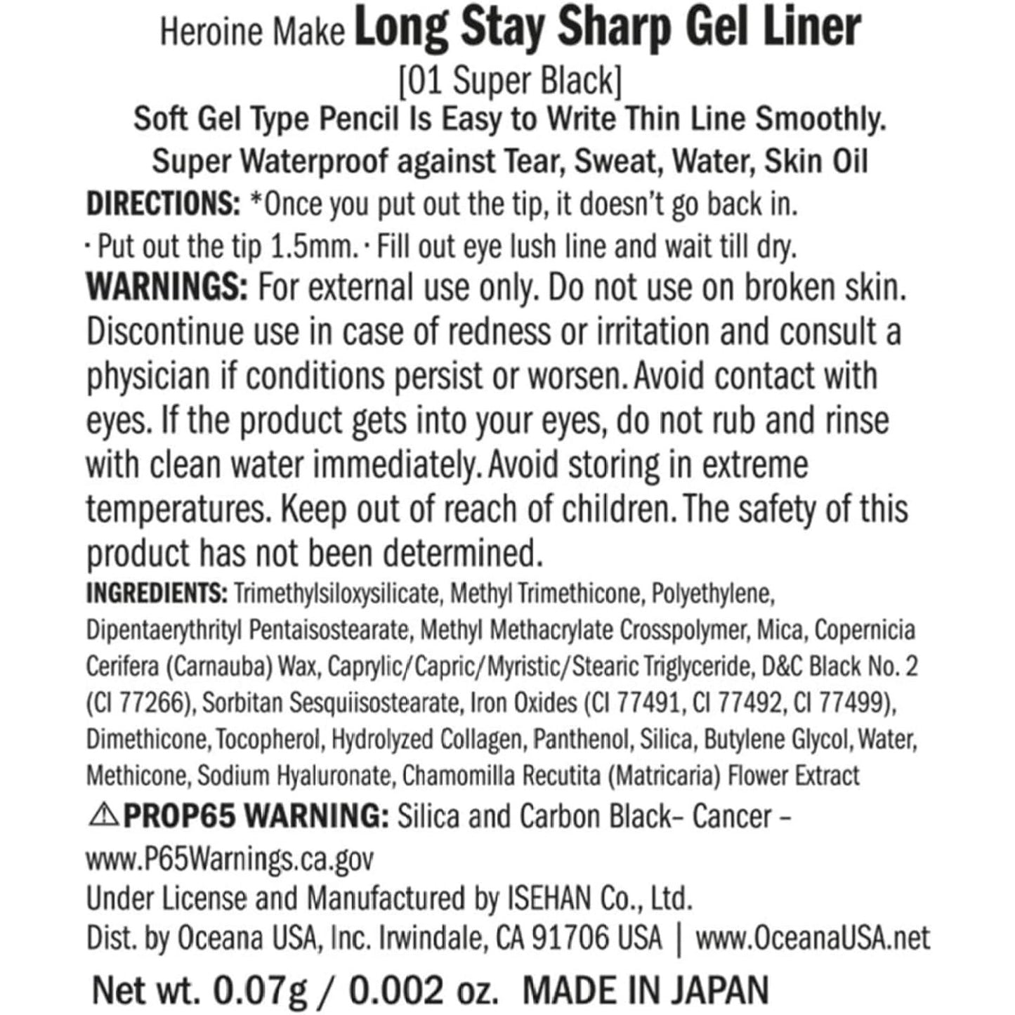 Kiss Me Heroine Make Long Stay Sharp Gel Liner #01 Deep Black - Just £9.65! Shop now at JAPAN PLAZA UK