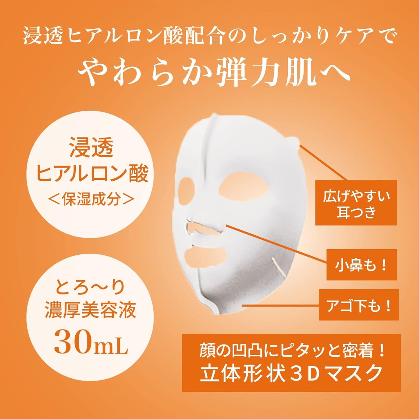 Kracie Hadabisei Penetrating 3D Face Mask Super Moisturizing 4pcs - Just £8.49! Shop now at JAPAN PLAZA UK