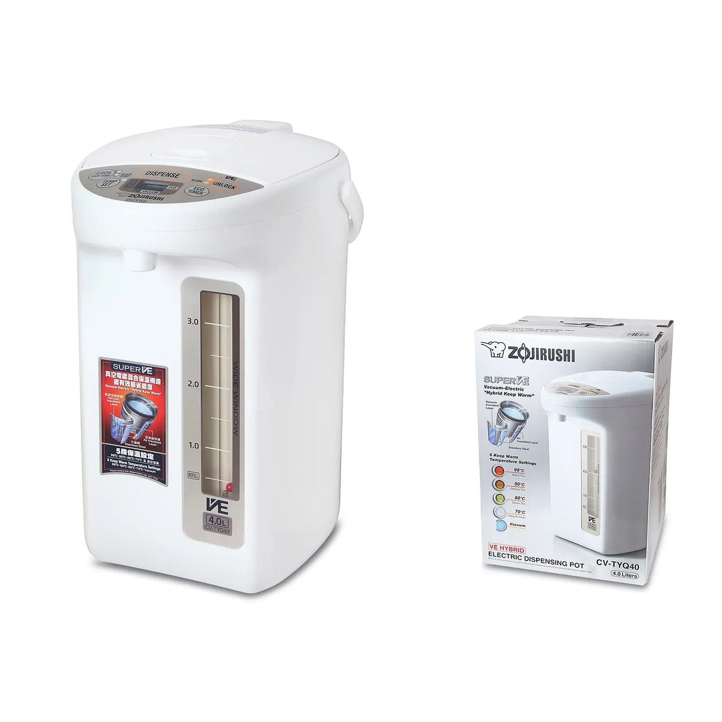 Zojirushi Hot Water Dispenser CV-TYQ40 VE hybrid - Just £219.90! Shop now at JAPAN PLAZA UK