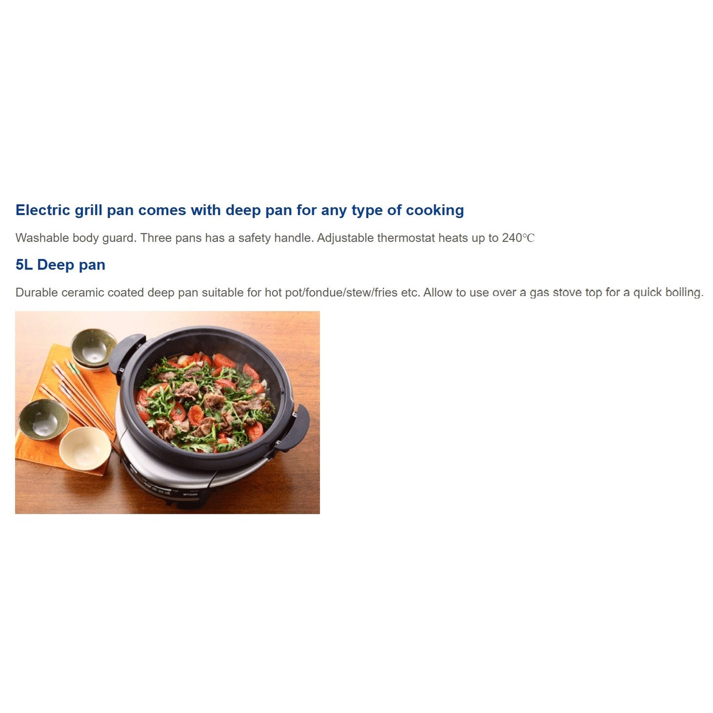 Tiger Electric Skillet CQD-B10S/Asian Hot Pot - Just £229! Shop now at JAPAN PLAZA UK