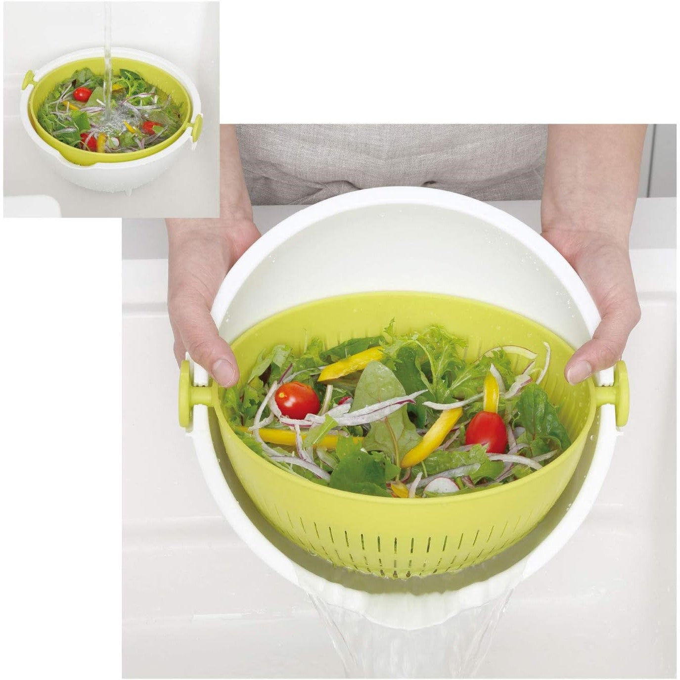 Spin Wheel Colander L Green Color (Made in Japan) - Just £6.99! Shop now at JAPAN PLAZA UK