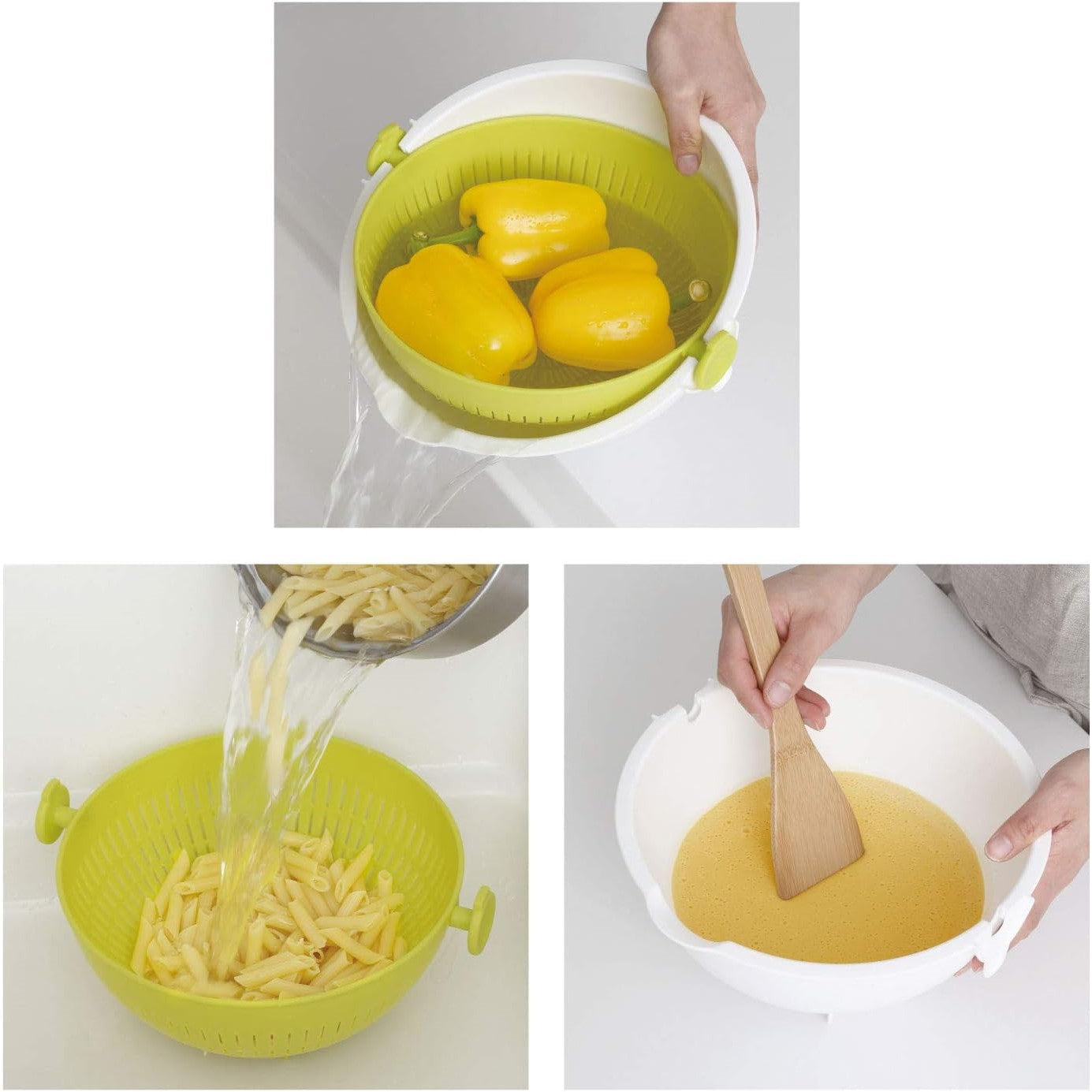 Spin Wheel Colander L Green Color (Made in Japan) - Just £6.99! Shop now at JAPAN PLAZA UK