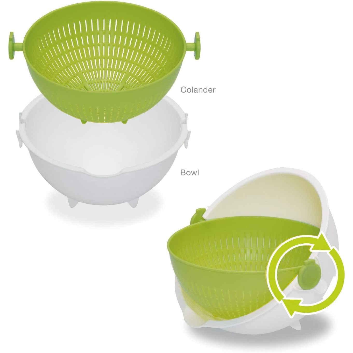 Spin Wheel Colander L Green Color (Made in Japan) - Just £6.99! Shop now at JAPAN PLAZA UK