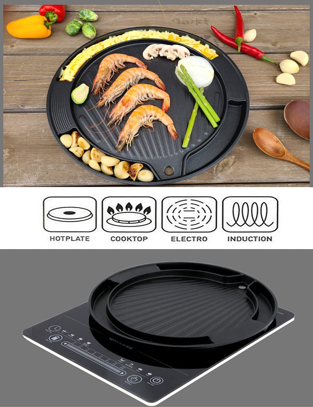 Korean BBQ IH Round Plate 35cm (Made in Korea) - Just £59.90! Shop now at JAPAN PLAZA UK