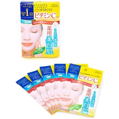 Kose Clear Turn Brightening Vitamin C Mask 5pcs (Made in Japan) - Just £7.99! Shop now at JAPAN PLAZA UK