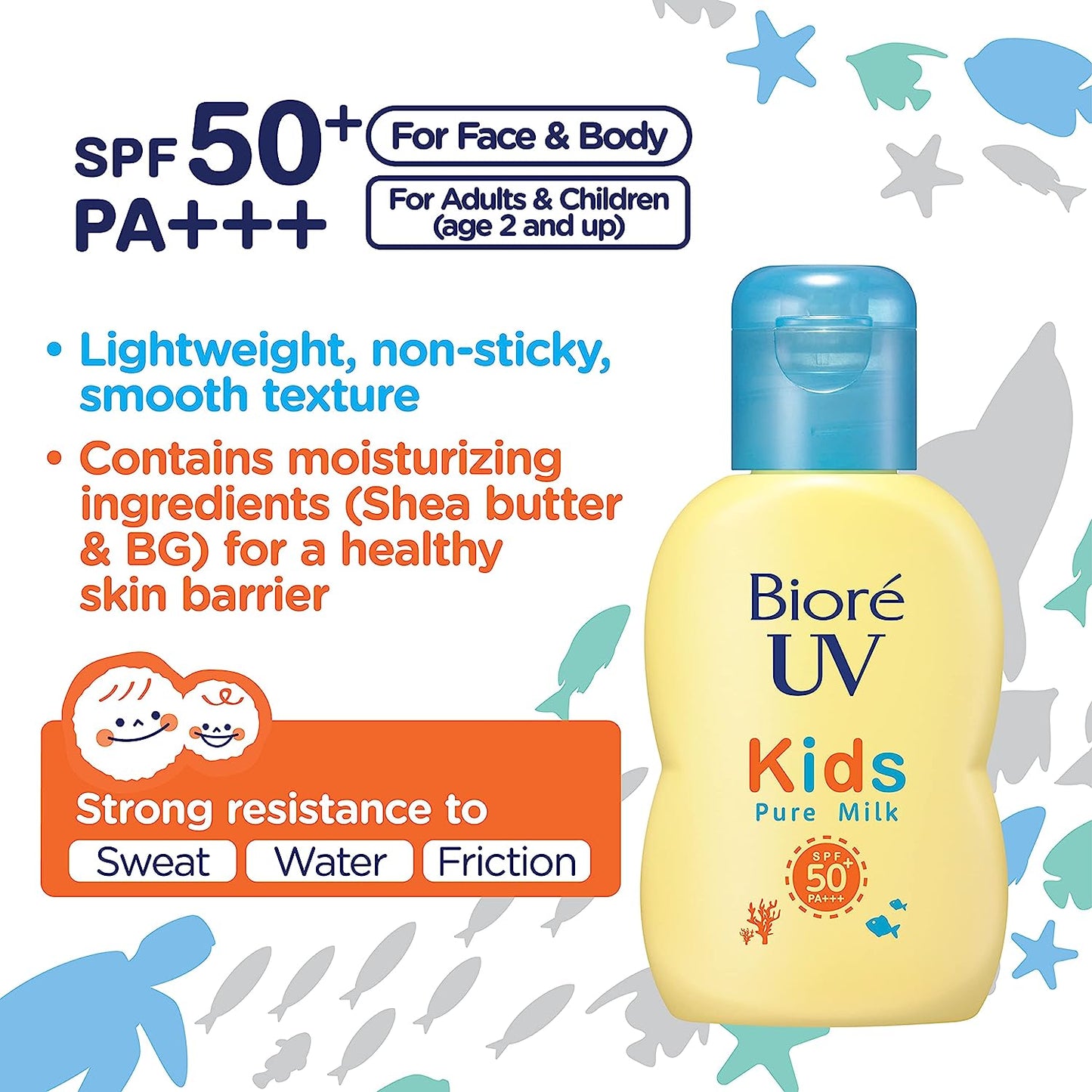 Biore Sarasara Kid’s UV Pure Milk Sunscreen 70ml SPF50+ PA+++ (Made in Japan)