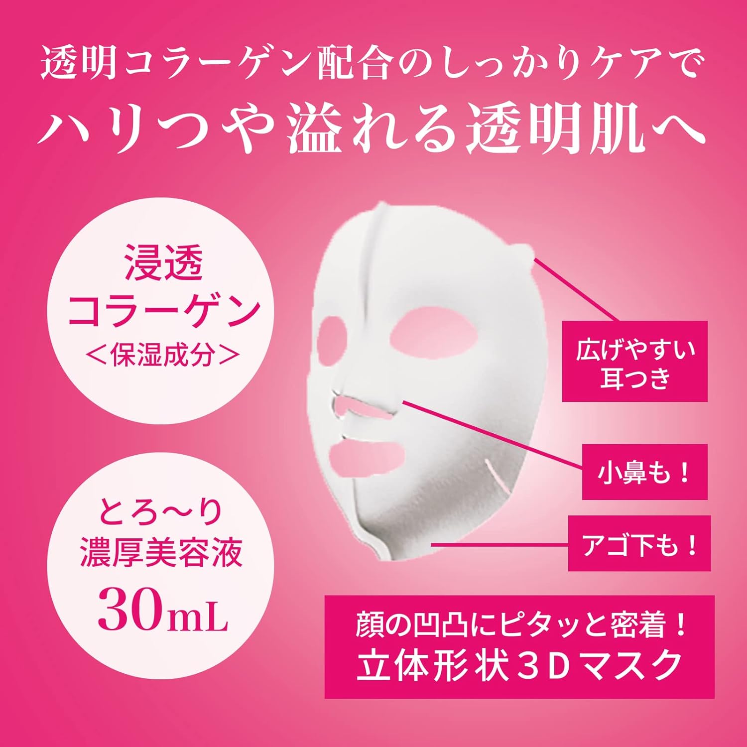 Kracie Hadabisei Penetrating 3D Face Mask Moisturizing 4pcs - Just £8.49! Shop now at JAPAN PLAZA UK