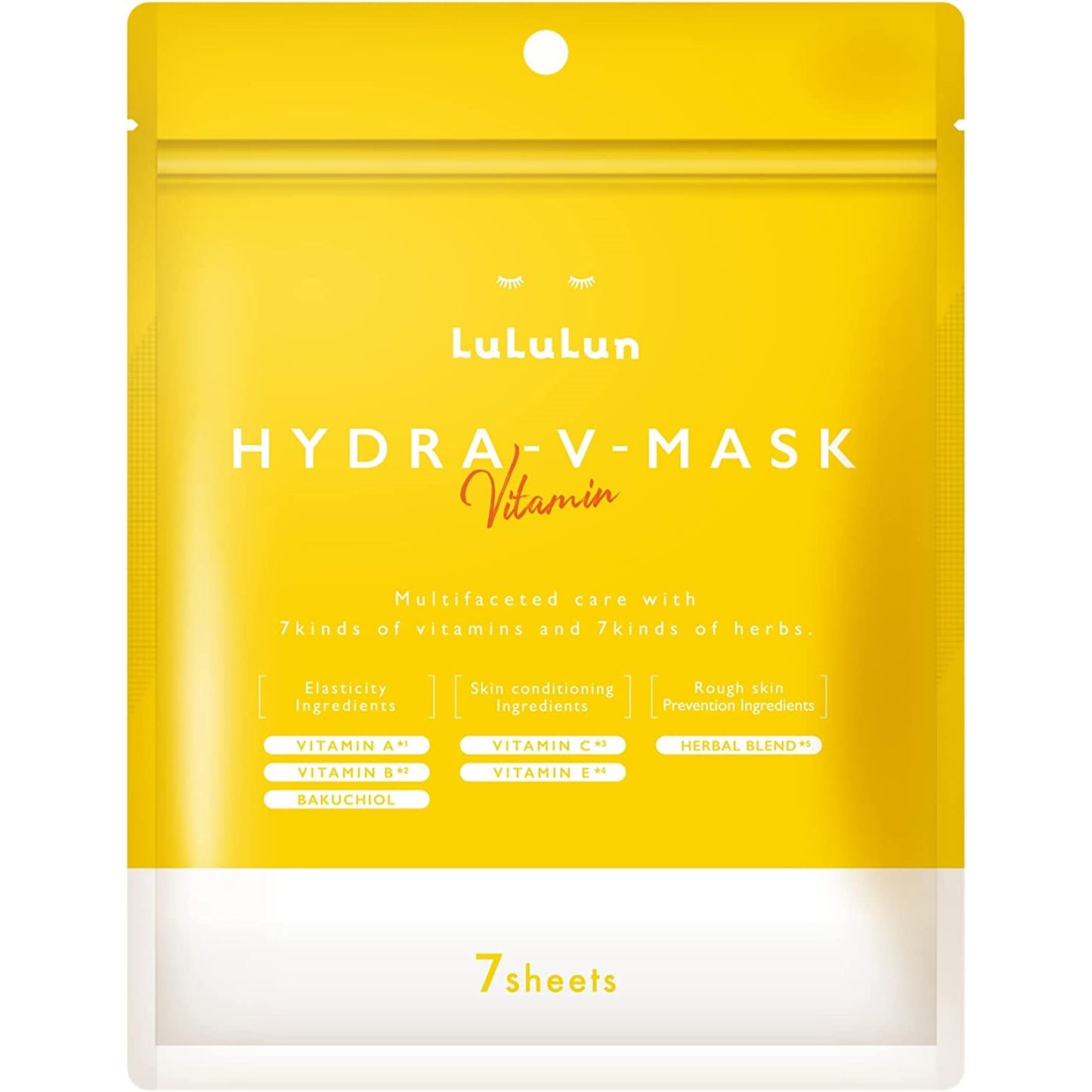 Lululun Hydra V Sheet Mask Moisturizing & Vitamins 7pcs (Made in Japan)