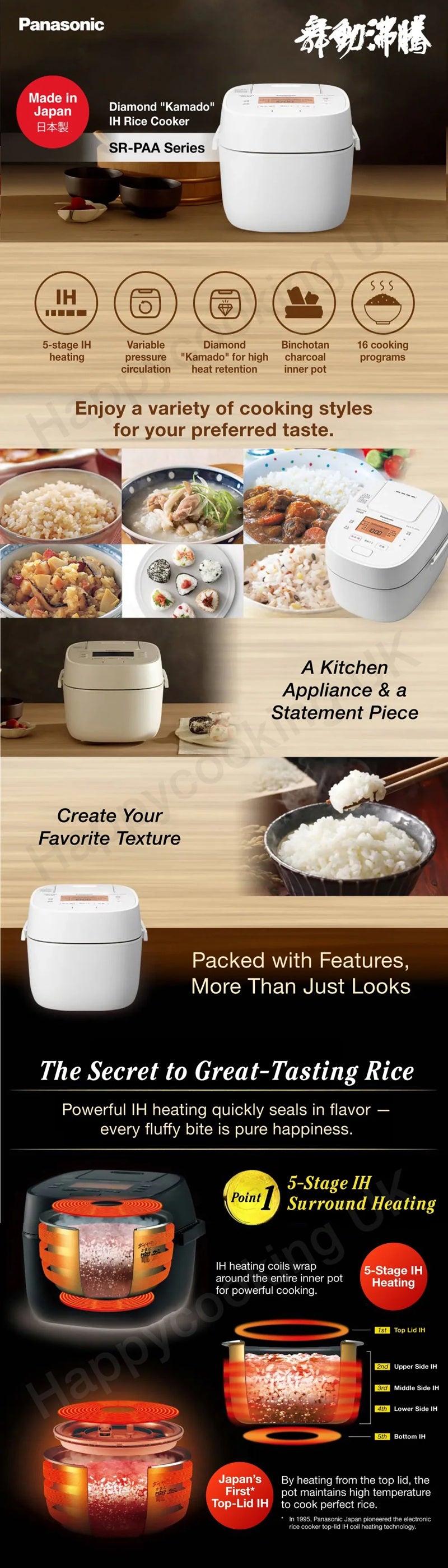 Panasonic Rice Cooker SR-PAA100/180 1.0L/1.8L (Made in Japan)