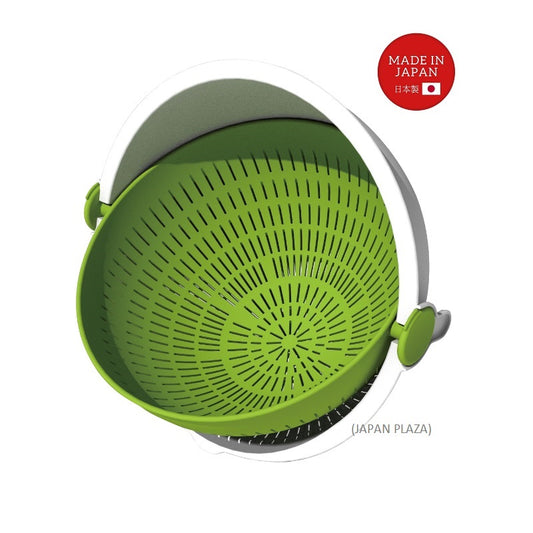 Spin Wheel Colander L Green Color (Made in Japan)