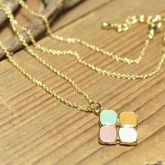 Square Enamel Gold Plating Necklace (Made in Korea)