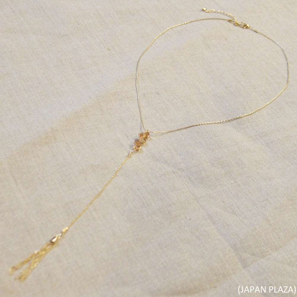 Fringe Gold Crystal Chain Necklace (Made in Korea)