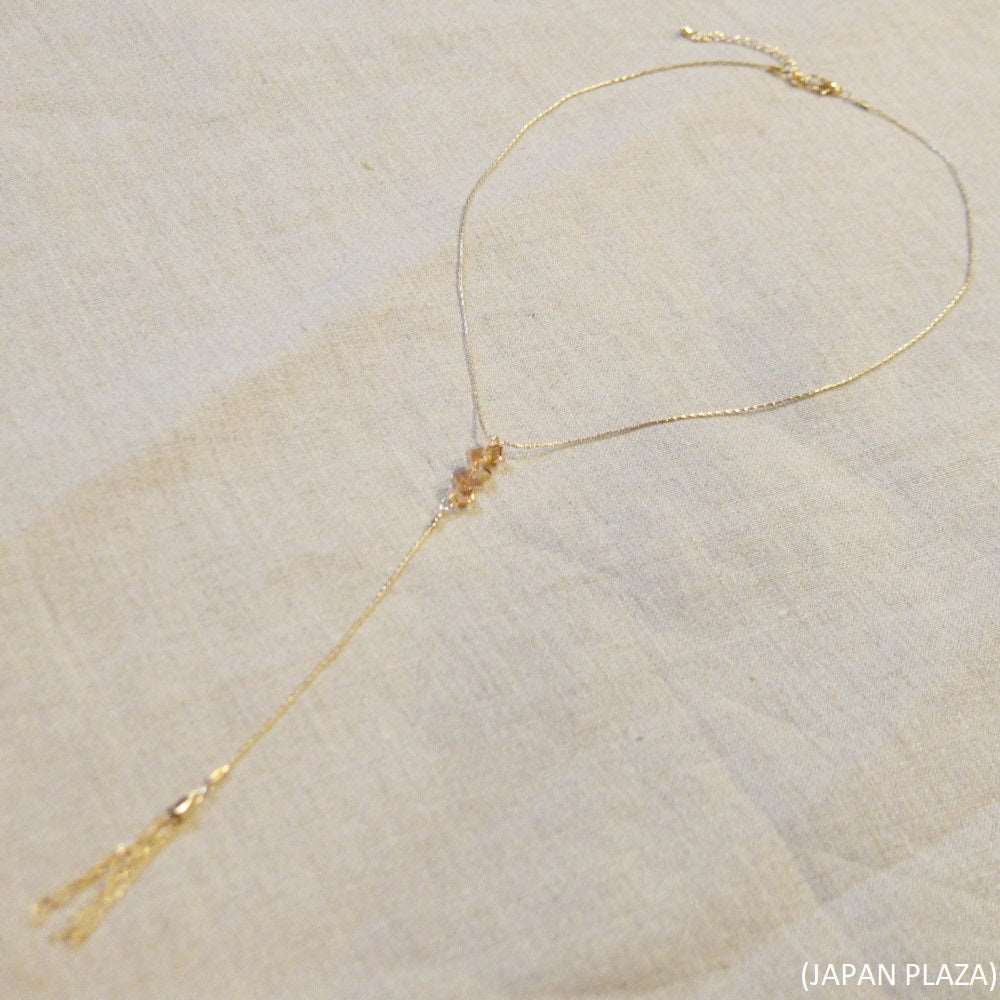 Fringe Gold Crystal Chain Necklace (Made in Korea)