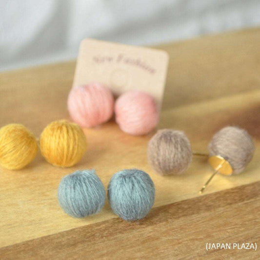 Elegant Cotton Ball Pierced Earring (Made in Korea) - Just £5.55! Shop now at JAPAN PLAZA UK