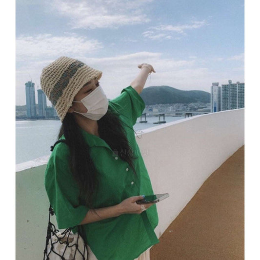 Crochet Bucket Hat with Floral (Made in Korea) - Just £29.60! Shop now at JAPAN PLAZA UK