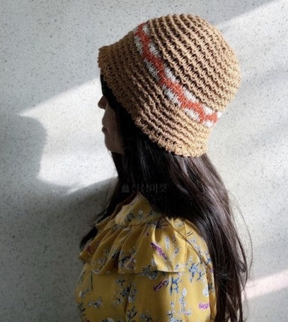 Crochet Bucket Hat with Floral (Made in Korea)