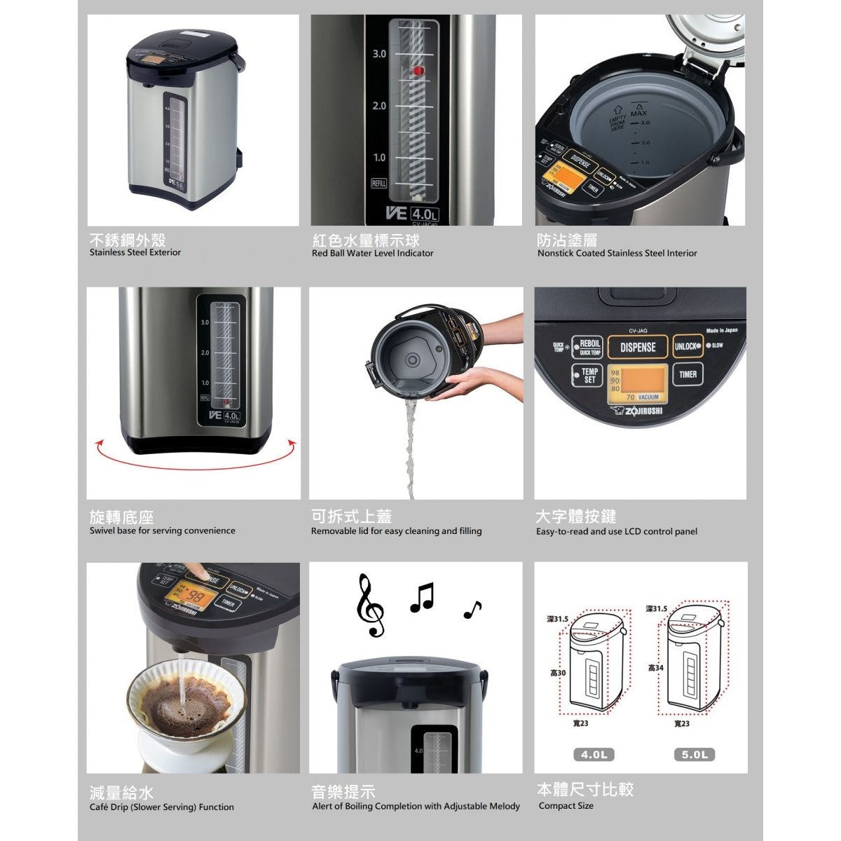 Zojirushi Hot Water Dispenser CV-JAQ40/50 (Made in Japan) - Just £369! Shop now at JAPAN PLAZA UK