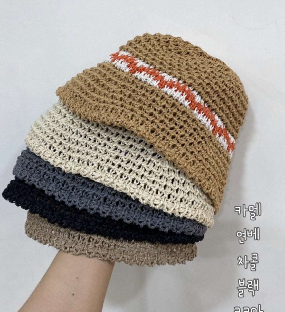 Crochet Bucket Hat with Floral (Made in Korea)