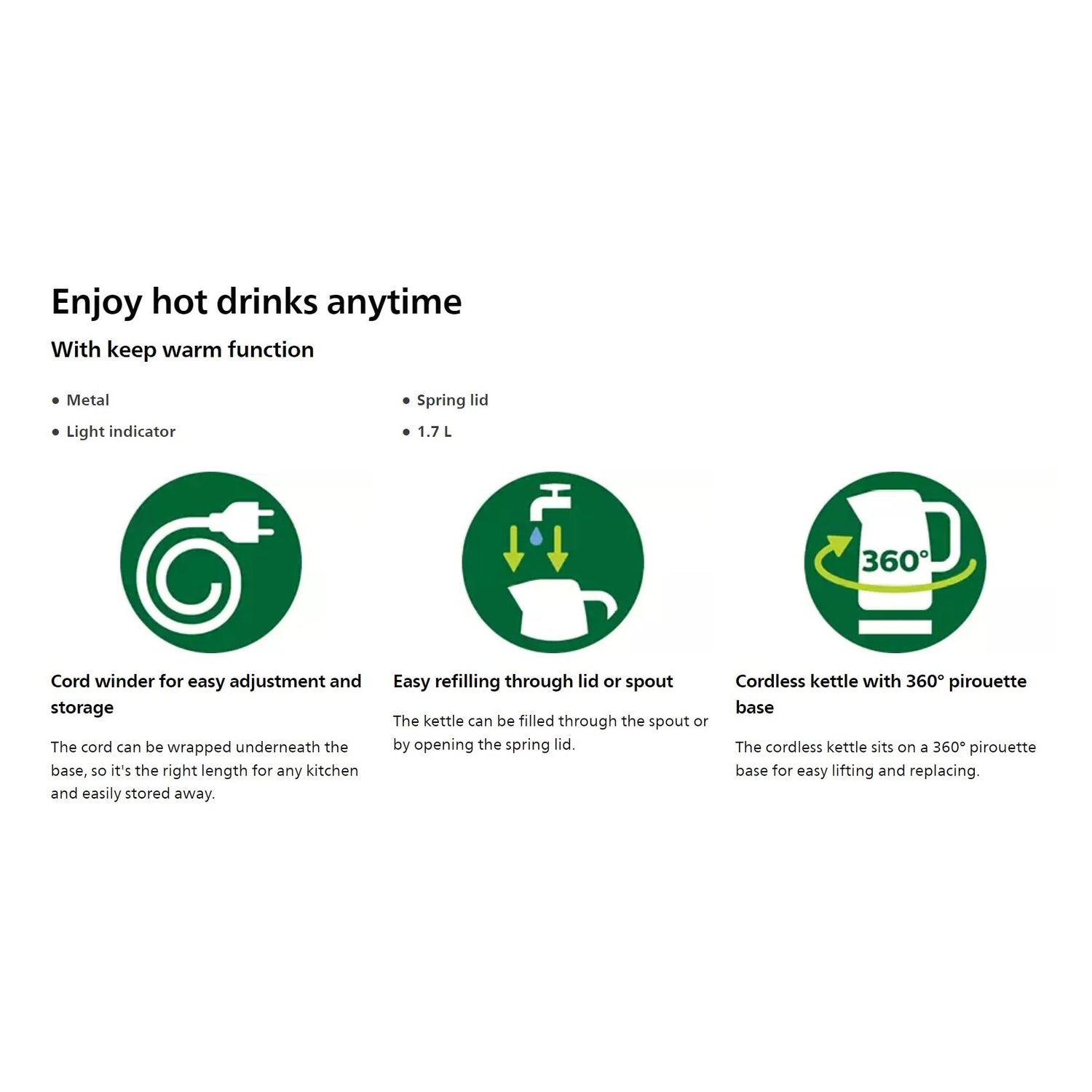 Philips Viva Collection HD9352/55 Electric Kettle - Just £90.50! Shop now at JAPAN PLAZA UK