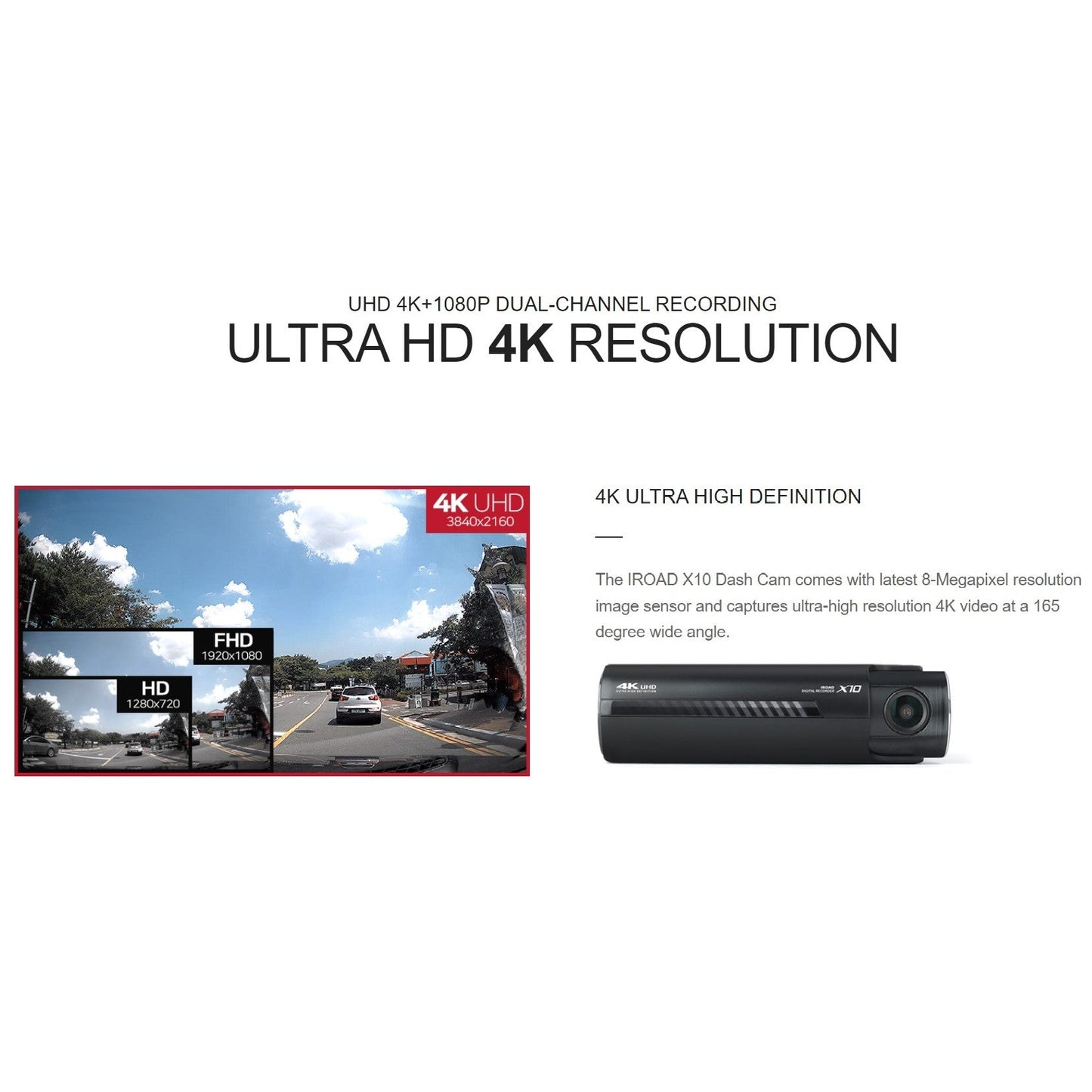 Iroad Dashcam X10 4K UHD 32GB Front & Rear (Made in Korea)