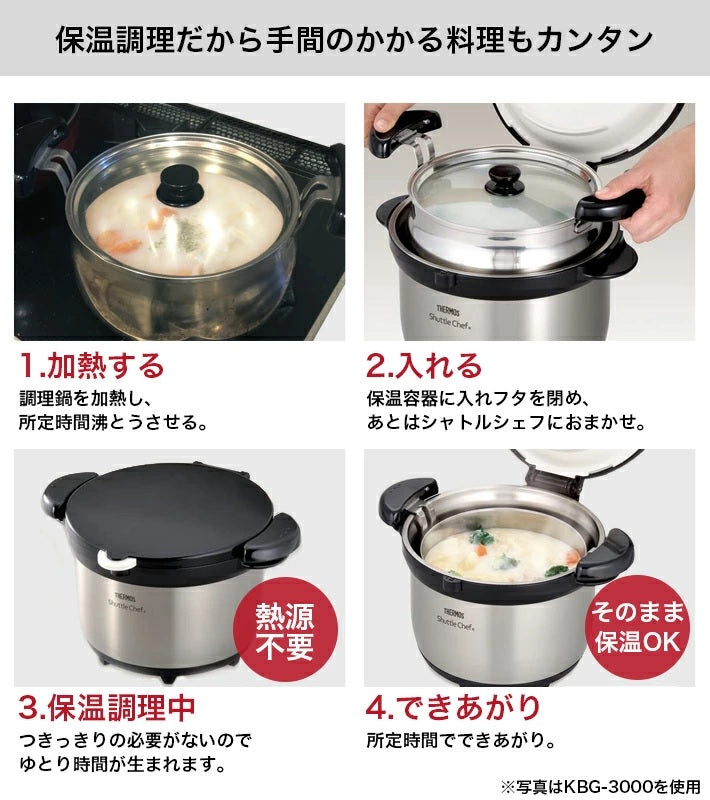 Thermos Vacuum Insulated Cooker Shuttle Chef KPS-8001/6001 BK 8.0L/6.0