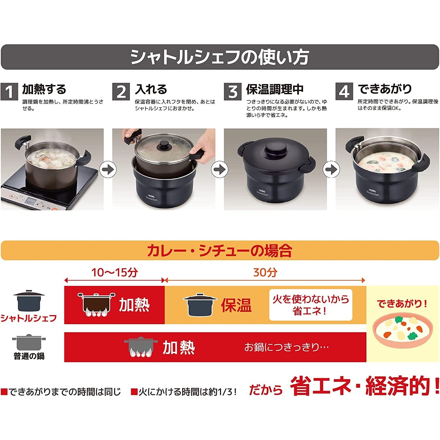 Thermos cooker Shuttle Chef KBJ-3000/KBJ-3001 Black/Red/Orange 2.8L