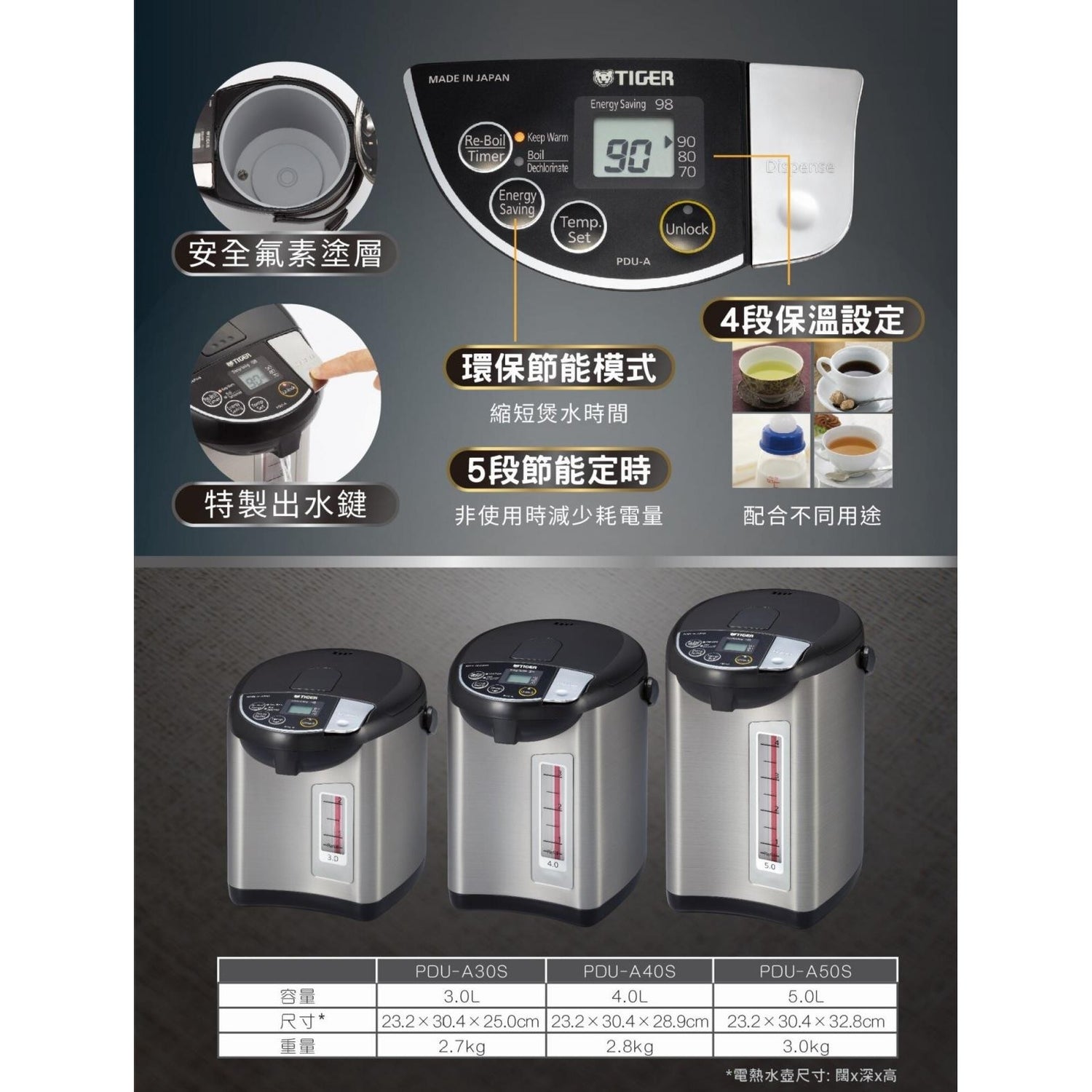 TIGER Hot Water Dispenser PDU-A30S/A40S (Made in Japan) - Just £195.90! Shop now at JAPAN PLAZA UK