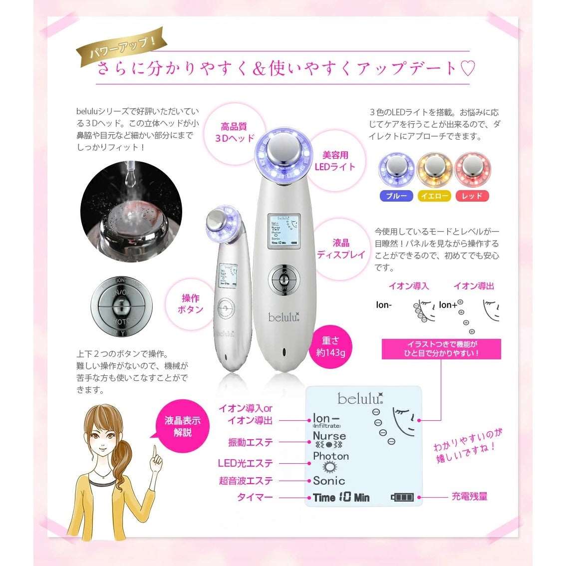 Belulu Classy Ultrasonic Facial Beauty Device (Made in Japan)