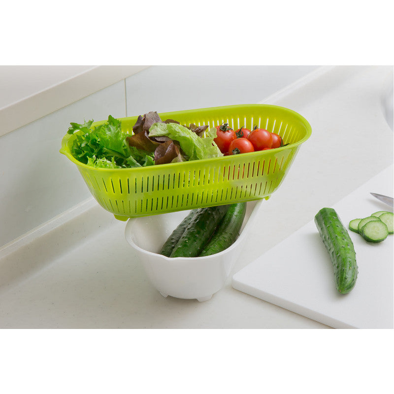 Spin Wheel Colander Oval Green Color (Made in Japan)